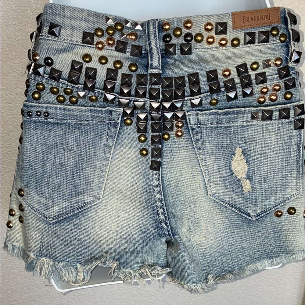 BLANK NYC Jean Shorts, Extreme Studded, Distressed/Destroyed. Vtg.  24 EUC - Picture 5 of 16